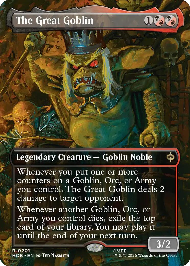 The Great Goblin (Borderless) - The Hobbit - Rare #201 - Near Mint Foil