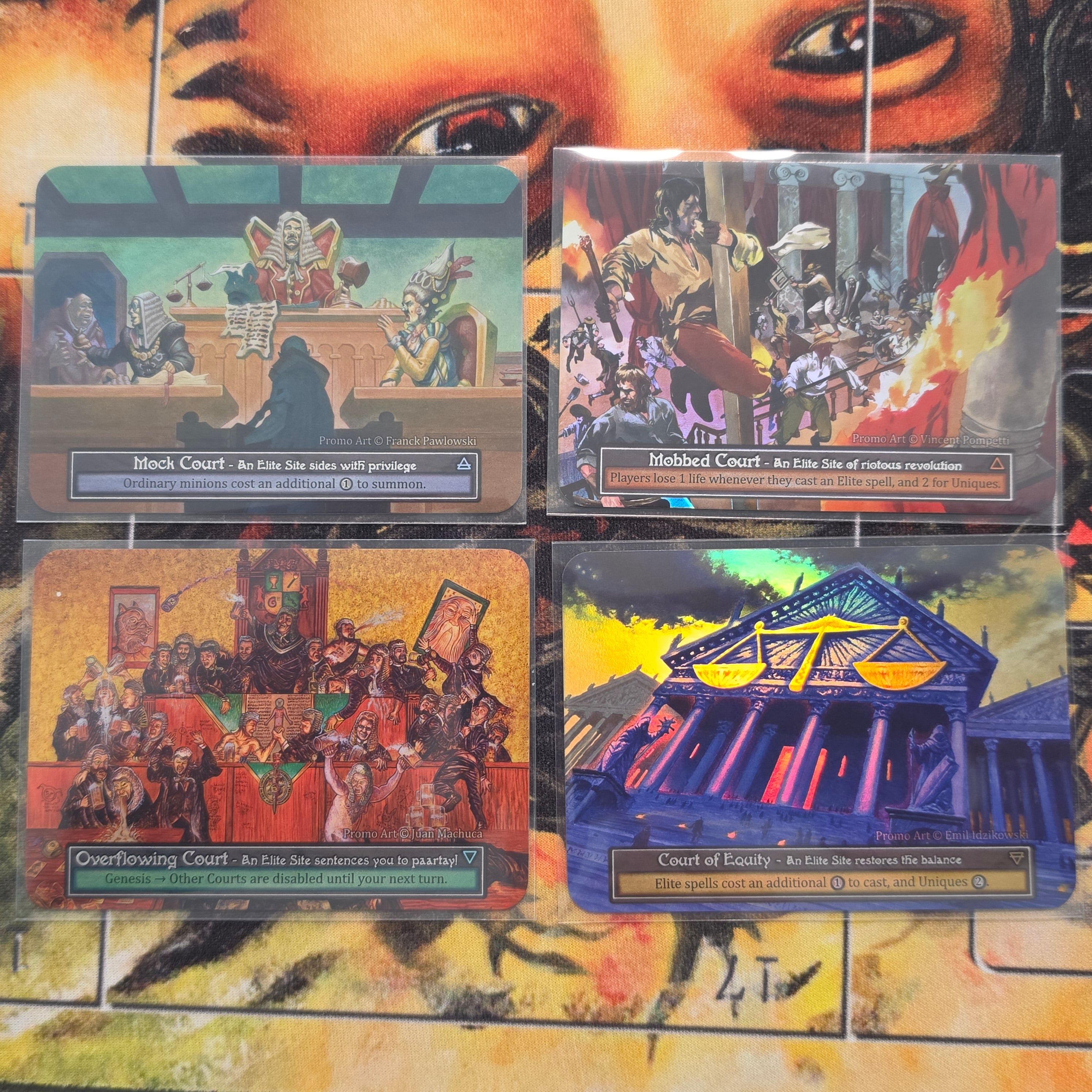 Set of 4 Foil Mock Equity Overflowing Mobbed Court - Sorcery Contested Realm - Dust Promo NM